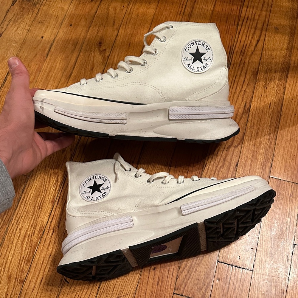 Converse High-Top Platform Sneakers - Cream and Black